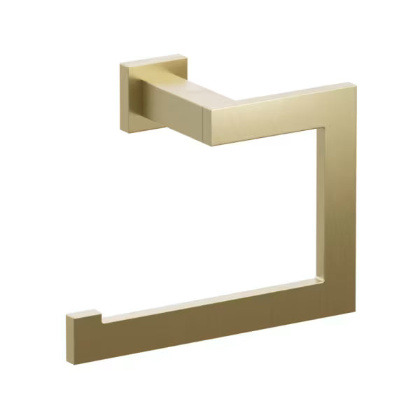 Emtek Modern Rectangular Brass Towel Ring with Small Square Rosette