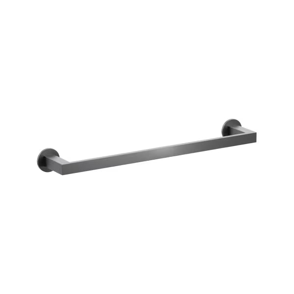 Emtek Modern Rectangular Brass Towel Bar with Small Disc Rosette