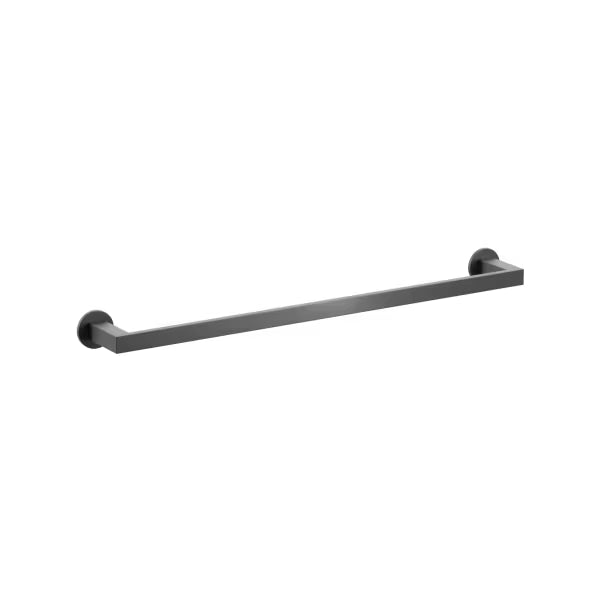 Emtek Modern Rectangular Brass Towel Bar with Small Disc Rosette
