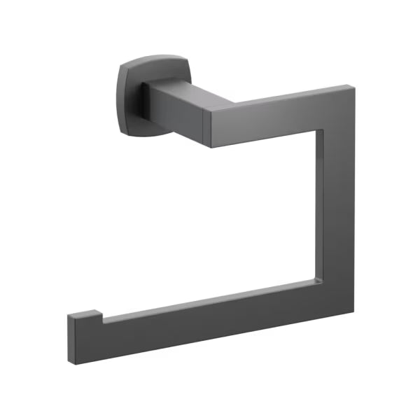 Emtek Modern Rectangular Brass Towel Ring with Soft Square Rosette