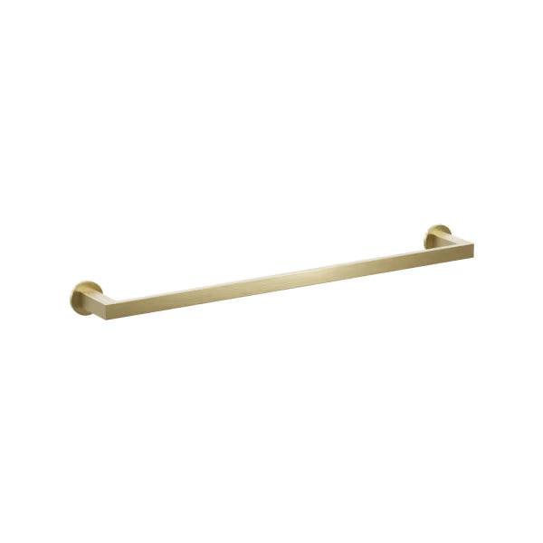 Emtek Modern Rectangular Brass Towel Bar with Small Disc Rosette