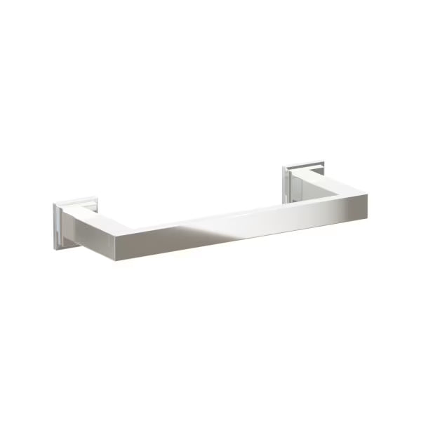 Emtek Modern Rectangular Brass Towel Bar with Step Square Rosette