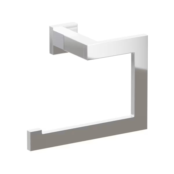 Emtek Modern Rectangular Brass Towel Ring with Small Square Rosette