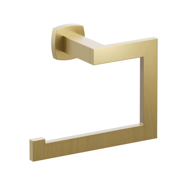 Emtek Modern Rectangular Brass Towel Ring with Soft Square Rosette