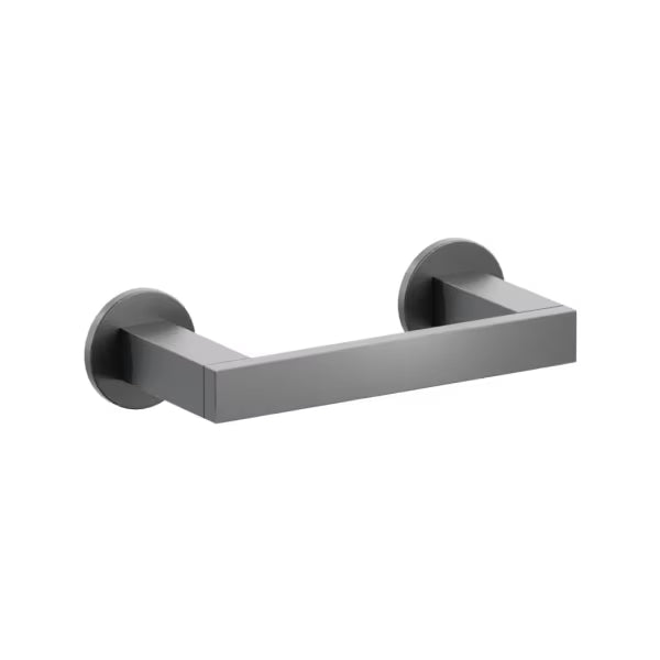 Emtek Modern Rectangular Brass Pivoting Double Post Paper Holder with Small Disc Rosette