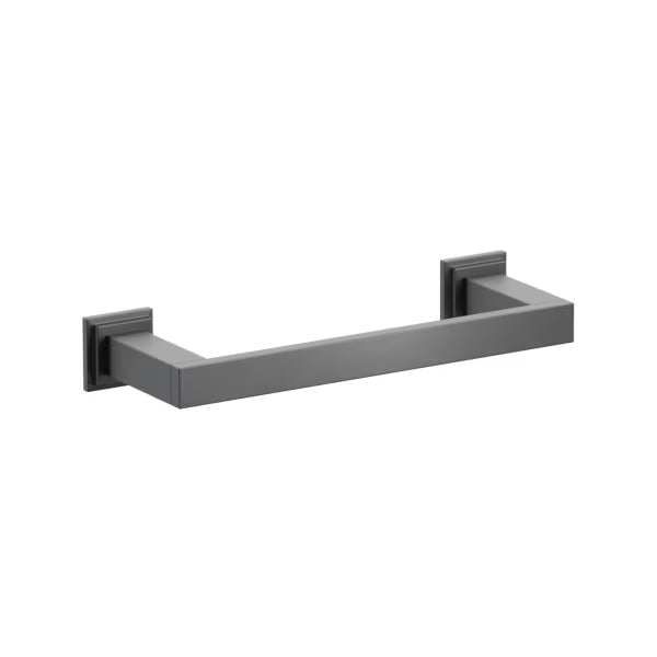 Emtek Modern Rectangular Brass Towel Bar with Step Square Rosette
