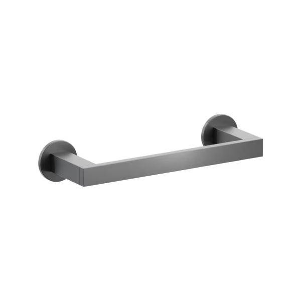 Emtek Modern Rectangular Brass Towel Bar with Small Disc Rosette