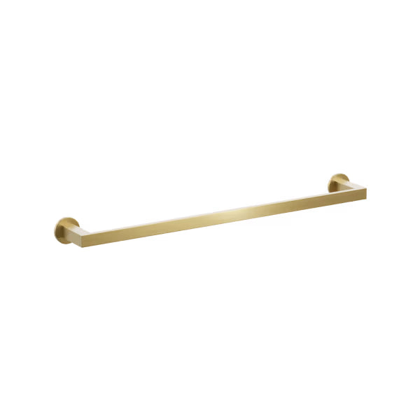 Emtek Modern Rectangular Brass Towel Bar with Small Disc Rosette
