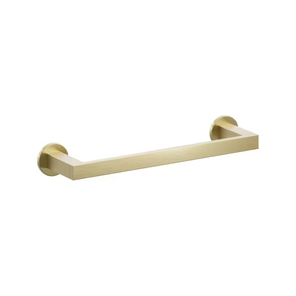 Emtek Modern Rectangular Brass Towel Bar with Small Disc Rosette