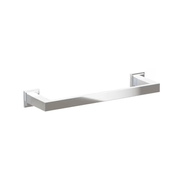 Emtek Modern Rectangular Brass Towel Bar with Step Square Rosette