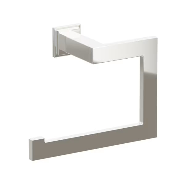 Emtek Modern Rectangular Brass Towel Ring with Step Square Rosette
