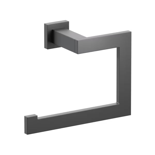 Emtek Modern Rectangular Brass Towel Ring with Small Square Rosette