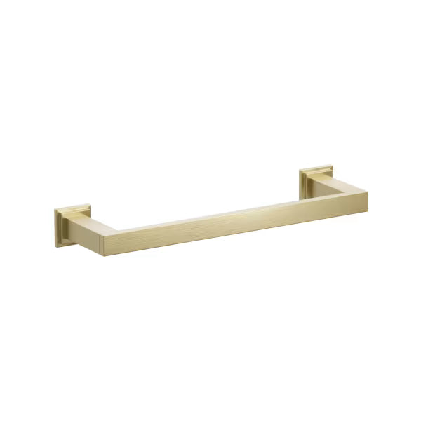 Emtek Modern Rectangular Brass Towel Bar with Step Square Rosette