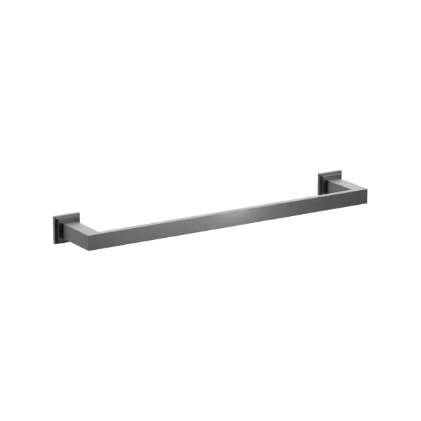 Emtek Modern Rectangular Brass Towel Bar with Step Square Rosette