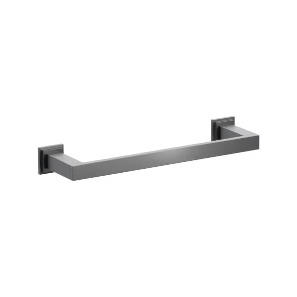 Emtek Modern Rectangular Brass Towel Bar with Step Square Rosette