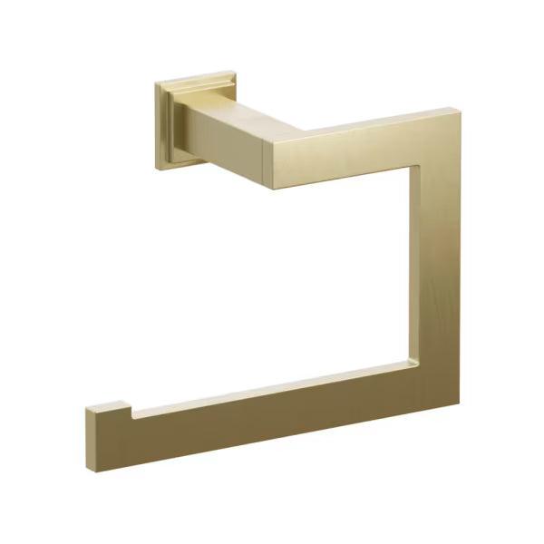 Emtek Modern Rectangular Brass Towel Ring with Step Square Rosette