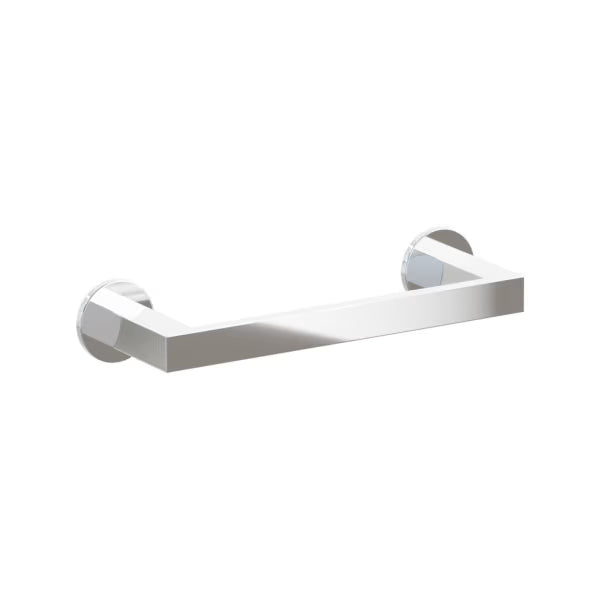 Emtek Modern Rectangular Brass Towel Bar with Small Disc Rosette