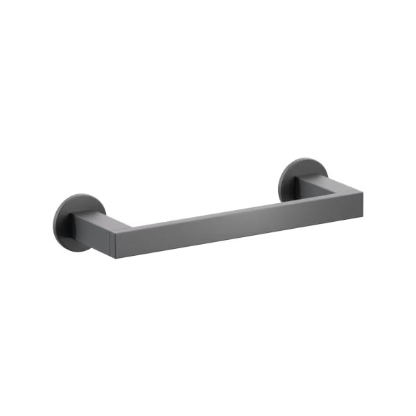 Emtek Modern Rectangular Brass Towel Bar with Small Disc Rosette