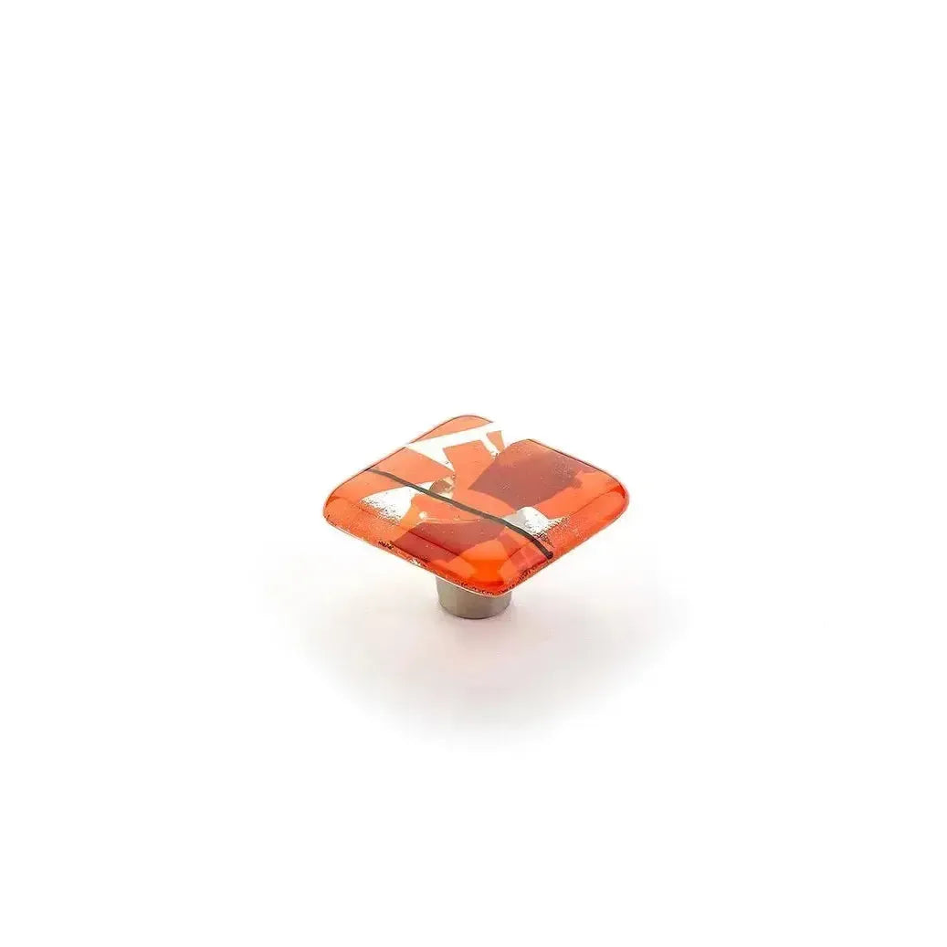 Ice Square Cabinet Knob Confetti Orange