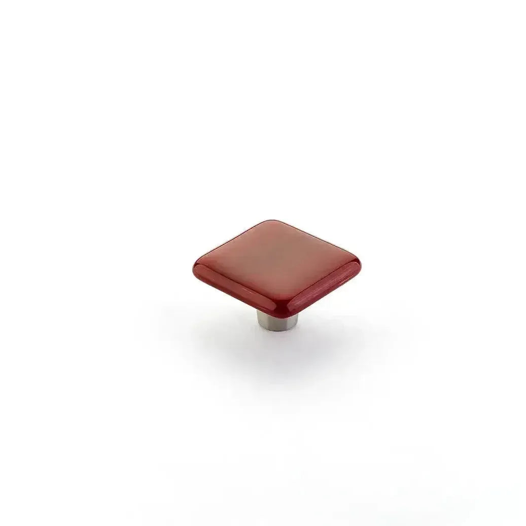 Ice Square Cabinet Knob Scarlet Silk