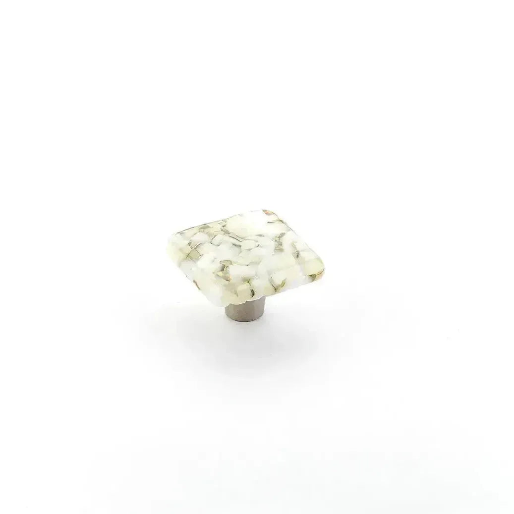 Ice Square Cabinet Knob White Lace Pebbles