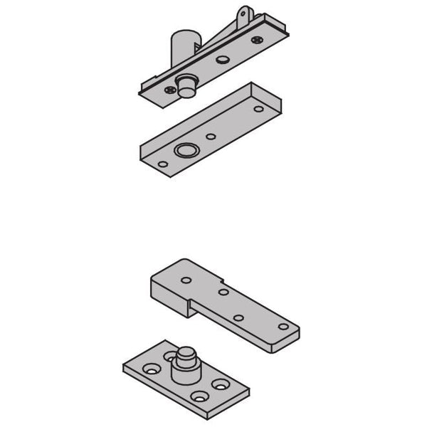 Ives Commercial 1-1/2" Center Hung Base Plate Pivot Set 500 Pounds in Satin Chrome finish