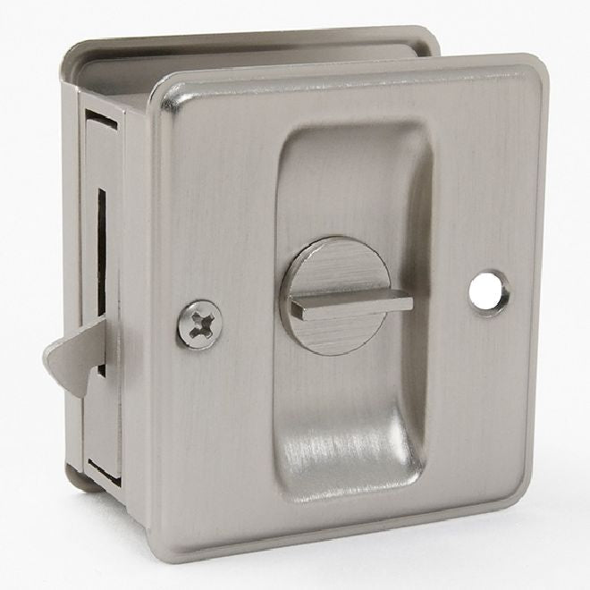 Ives PRIVACY SLIDING DOOR LOCK in Satin Nickel finish