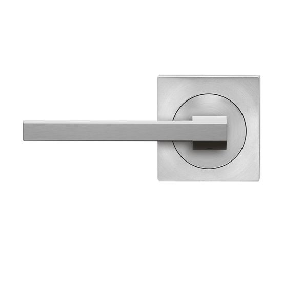 The Karcher Boston Left Handed Half Dummy Lever with Square 3 Piece Rosette in Satin Stainless Steel finish