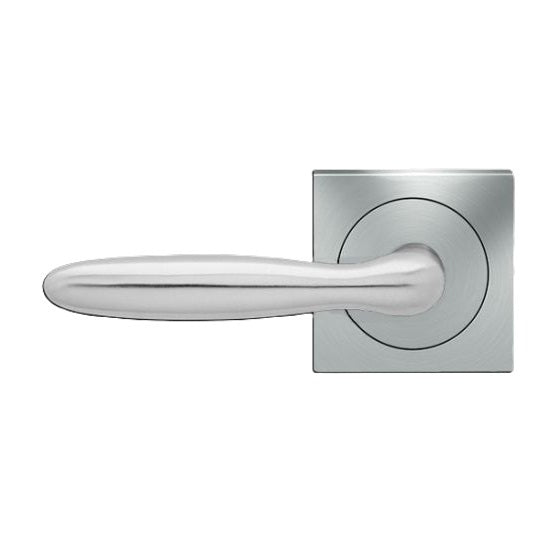 The Karcher Corfu Left Handed Half Dummy Lever with Square 3 Piece Rosette in Satin Stainless Steel finish