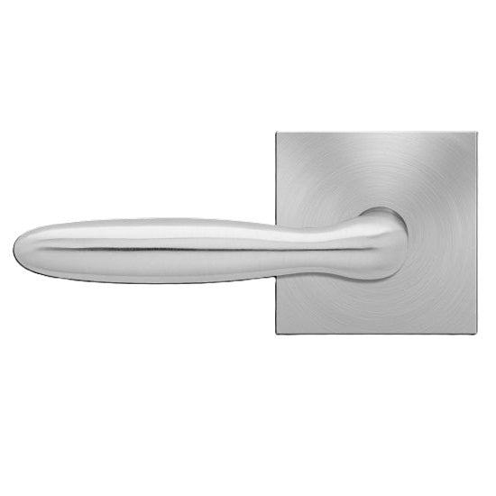 The Karcher Corfu Left Handed Half Dummy Lever with Square Plan Design Rosette in Satin Stainless Steel finish