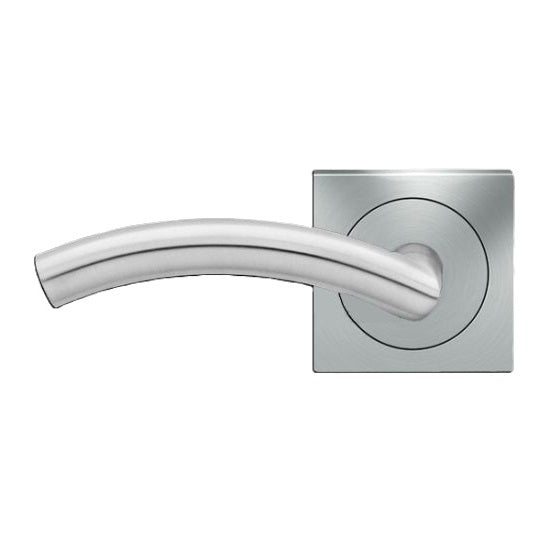 The Karcher Corsica Left Handed Half Dummy Lever with Square 3 Piece Rosette in Satin Stainless Steel finish