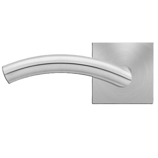 The Karcher Corsica Left Handed Half Dummy Lever with Square Plan Design Rosette in Satin Stainless Steel finish