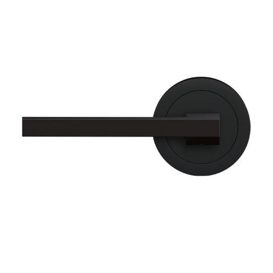 The Karcher Boston Left Handed Half Dummy Lever with Round 3 Piece Rosette in Cosmos Black finish