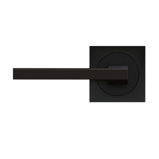 The Karcher Boston Left Handed Half Dummy Lever with Square 3 Piece Rosette in Cosmos Black finish