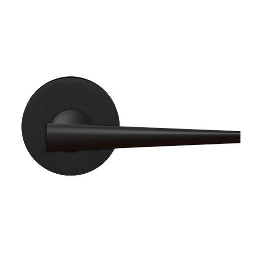 The Karcher Brooklyn Dummy Lever with Plan Design Round Rosette in Cosmos Black finish