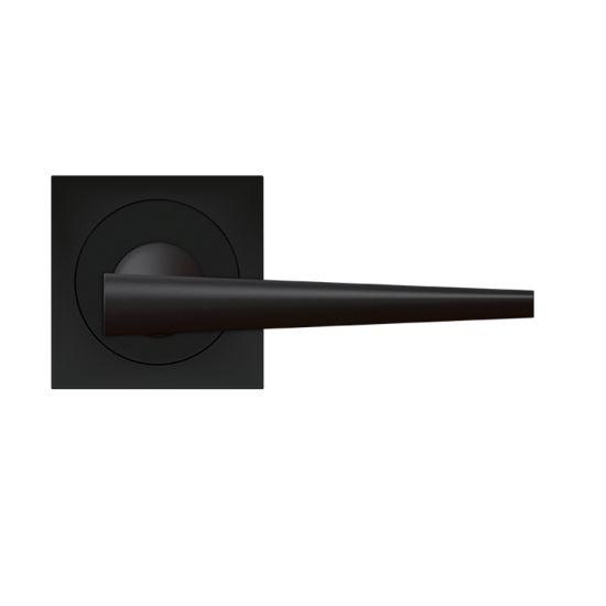 The Karcher Brooklyn Dummy Lever with Square 3 Piece Rosette in Cosmos Black finish