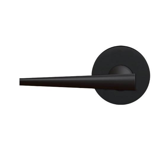 The Karcher Brooklyn Left Handed Half Dummy Lever with Plan Design Round Rosette in Cosmos Black finish