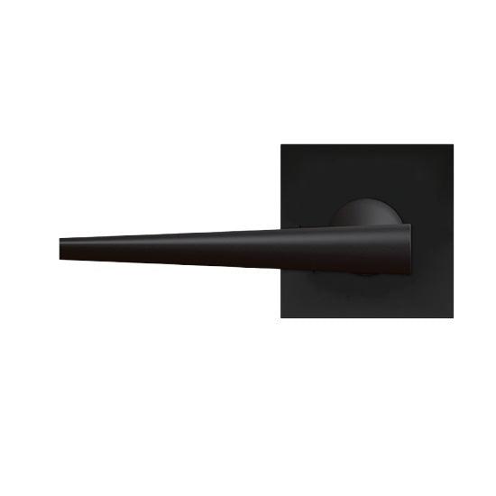 The Karcher Brooklyn Left Handed Half Dummy Lever with Plan Design Square Rosette in Cosmos Black finish
