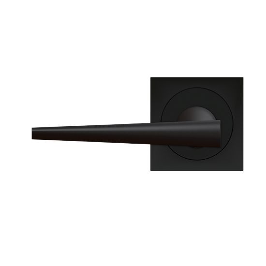 The Karcher Brooklyn Left Handed Half Dummy Lever with Square 3 Piece Rosette in Cosmos Black finish