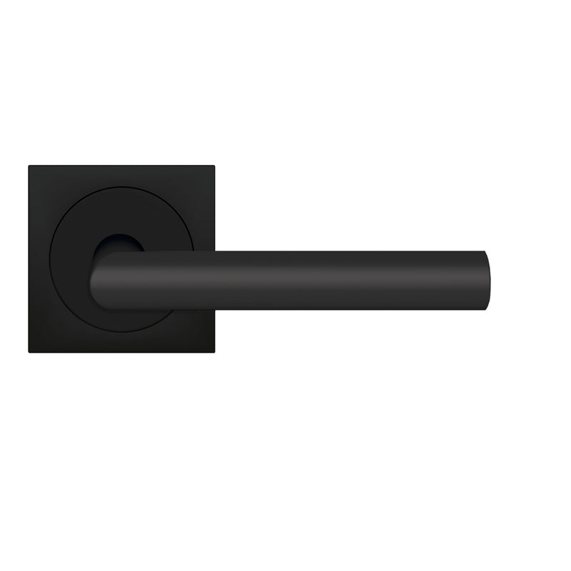 The Karcher Rhodos Dummy Lever with Square 3 Piece Rosette in Cosmos Black finish