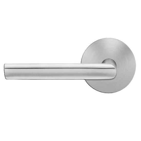 The Karcher Cyprus Left Handed Half Dummy Lever with Round Plan Design Rosette in Satin Stainless Steel finish