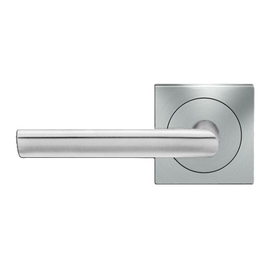 The Karcher Cyprus Left Handed Half Dummy Lever with Square 3 Piece Rosette in Satin Stainless Steel finish