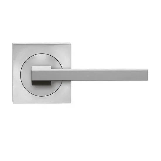 Karcher Design Boston Lever with Square 3 Piece Rosette in Satin Stainless Steel finish