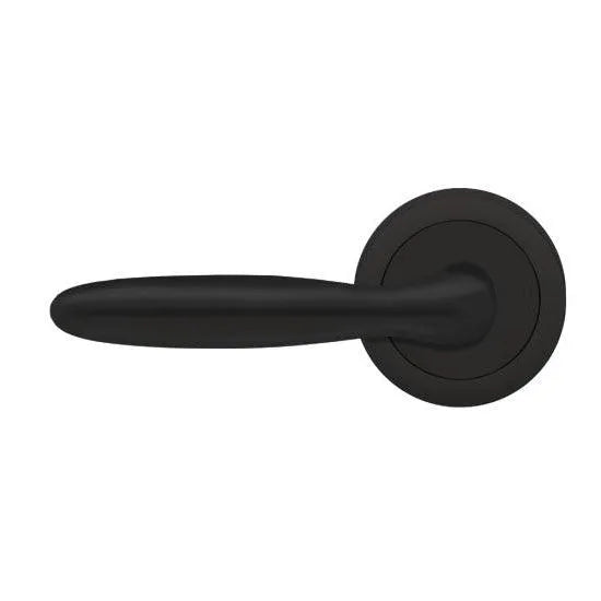 The Karcher Corfu Left Handed Half Dummy Lever with Round 3 Piece Rosette in Cosmos Black finish
