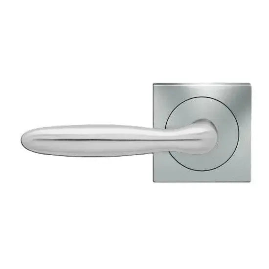 Karcher Design Corfu Lever with Square 3 Piece Rosette in Satin Stainless Steel finish