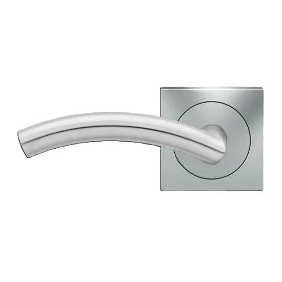 The Karcher Corsica Left Handed Half Dummy Lever with Square 3 Piece Rosette in Satin Stainless Steel finish