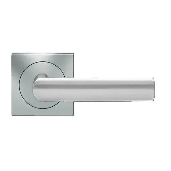 Karcher Design Iceland Lever with Square 3 Piece Rosette in Satin Stainless Steel finish