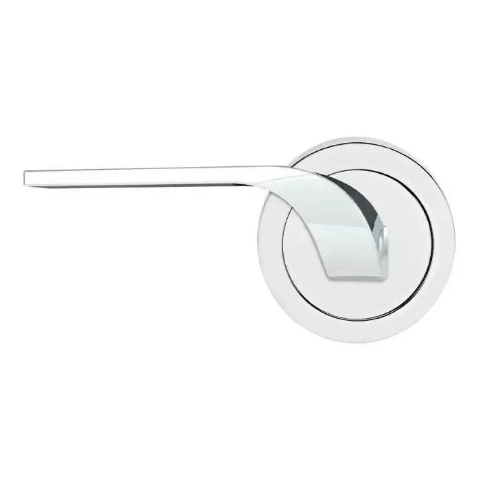 Karcher Design Las Vegas Lever with Round 3 Piece Rosette in Polished Stainless Steel finish