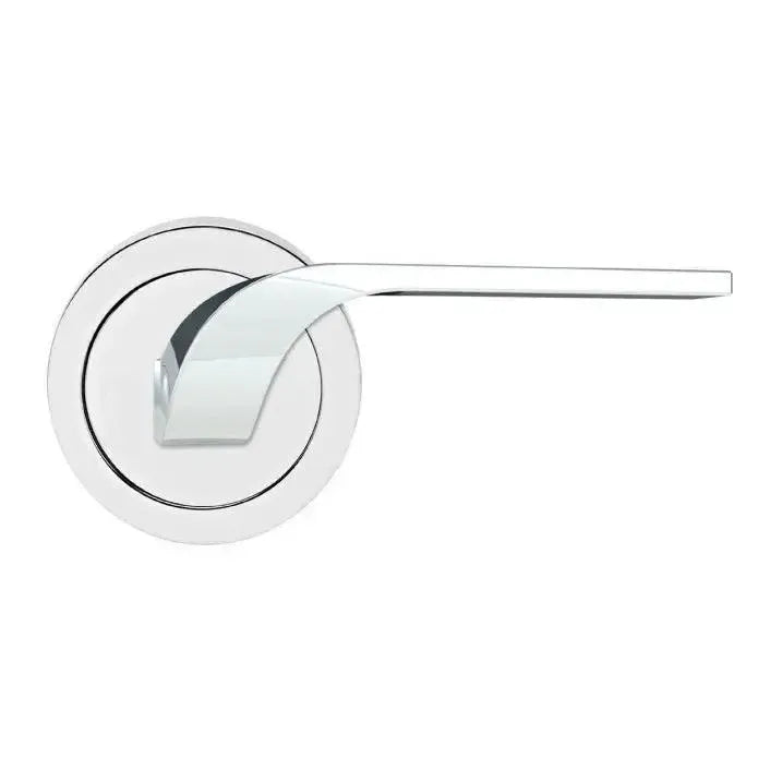 Karcher Design Las Vegas Lever with Round 3 Piece Rosette in Polished Stainless Steel finish