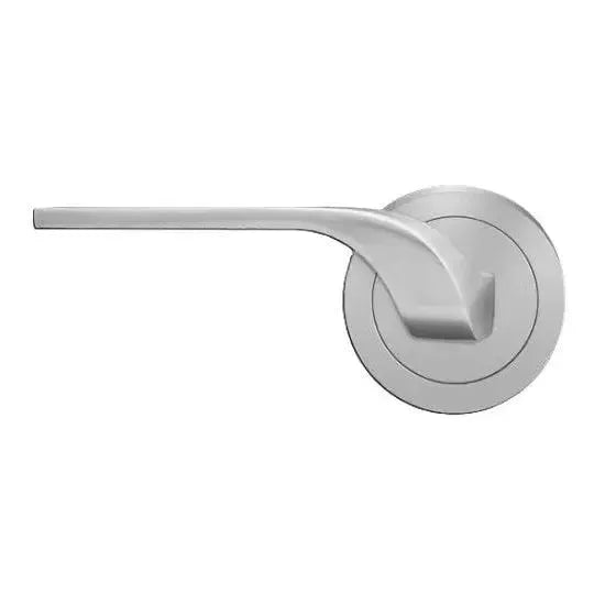 Karcher Design Las Vegas Lever with Round 3 Piece Rosette in Satin Stainless Steel finish